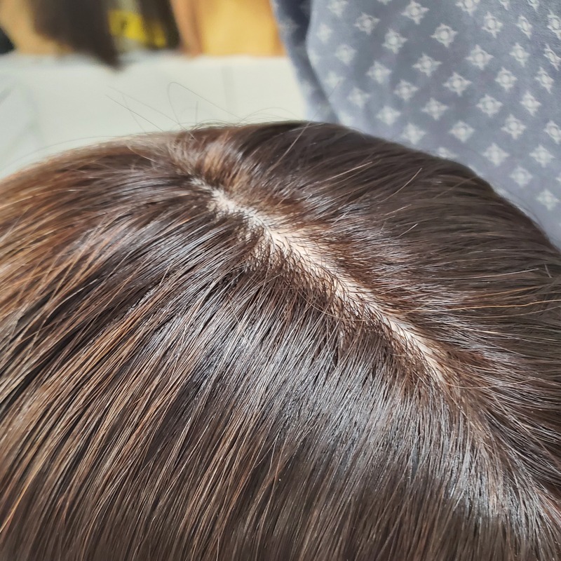 Custom Human Hair Hand Tied Form Fitted to Client.  Color Highlights to Spec.  Medical wig cranial prosthesis